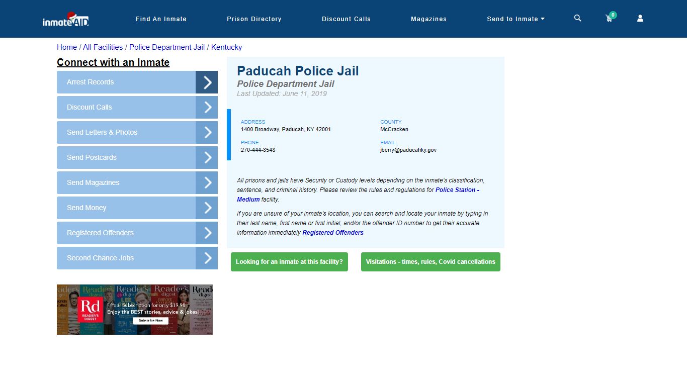 Paducah Police Jail & Inmate Search - Paducah, KY
