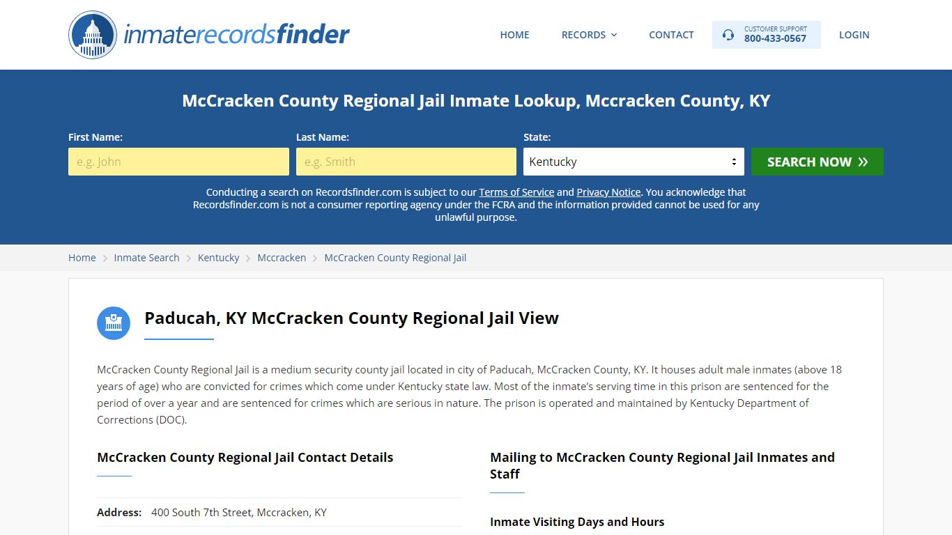 McCracken County Regional Jail Roster & Inmate Search, Mccracken County, KY